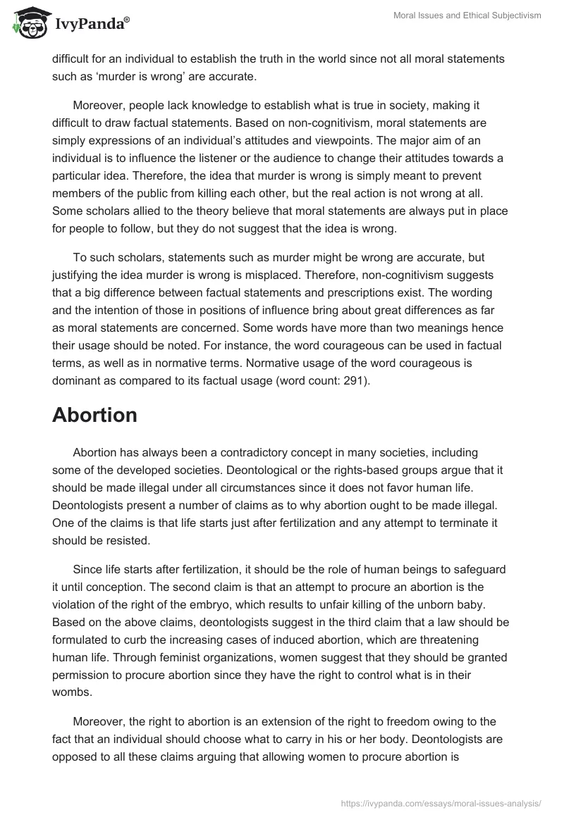 Moral Issues and Ethical Subjectivism. Page 2