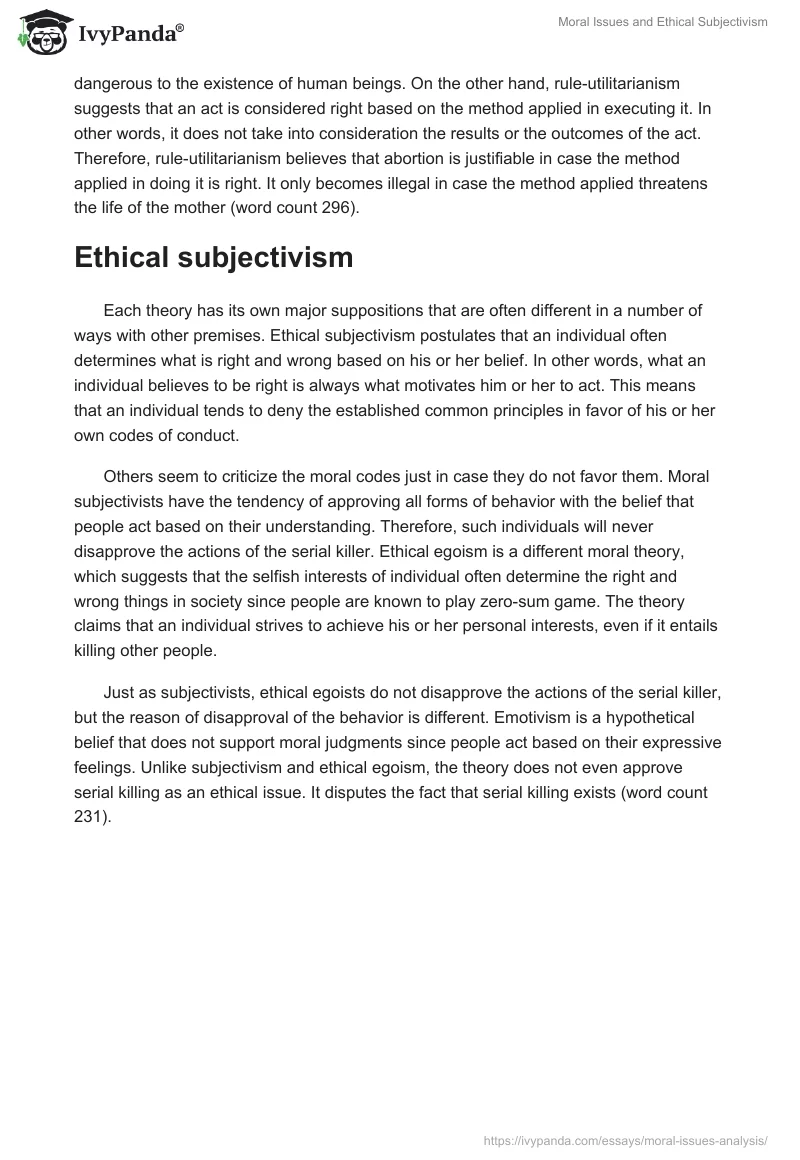 Moral Issues and Ethical Subjectivism. Page 3