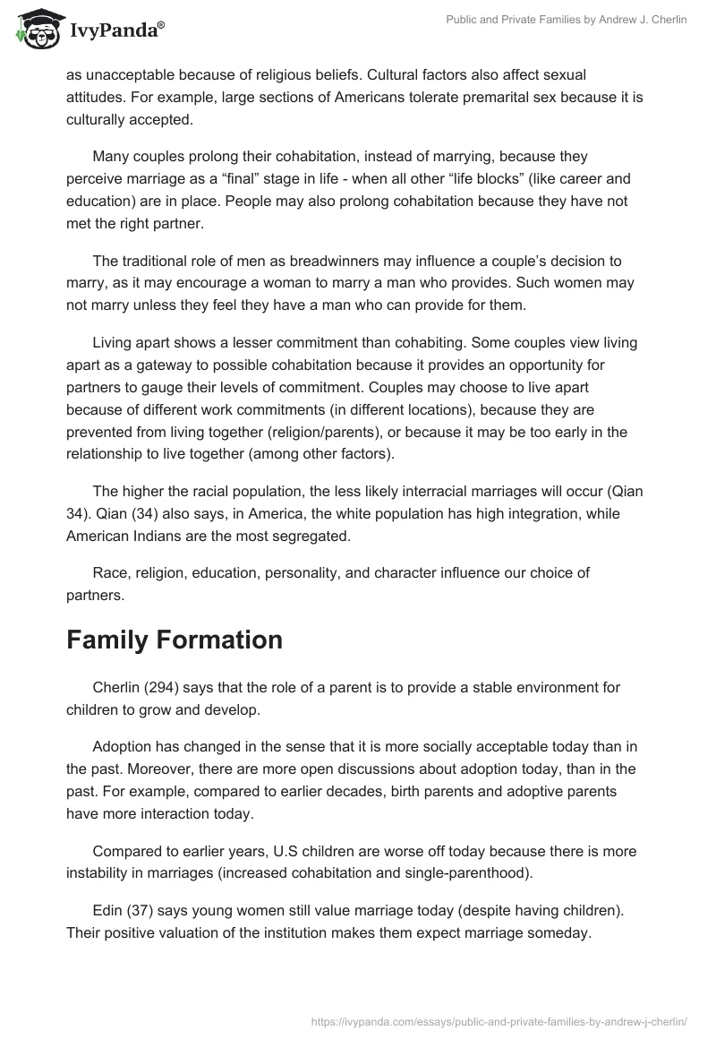 "Public and Private Families" by Andrew J. Cherlin. Page 4
