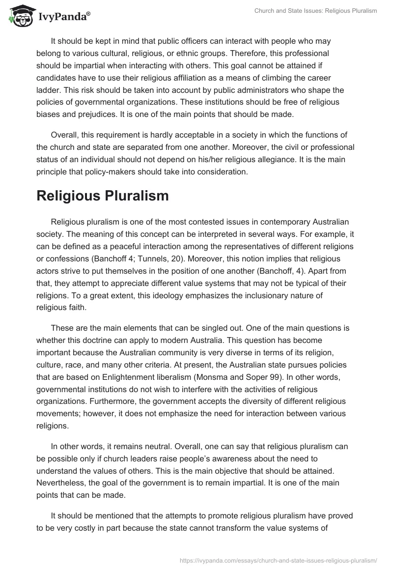 Church and State Issues: Religious Pluralism. Page 4