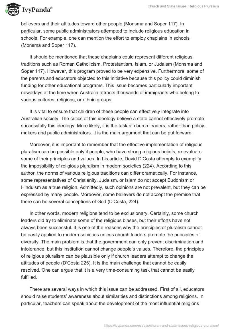 Church and State Issues: Religious Pluralism. Page 5