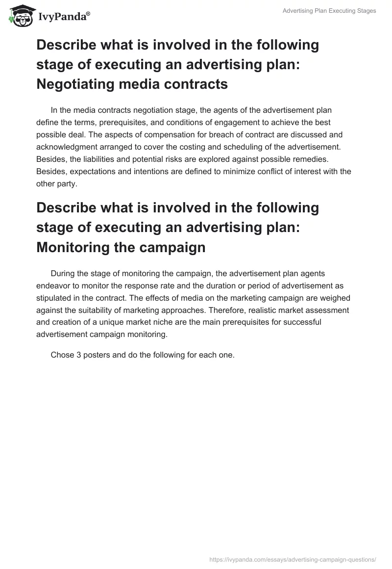 Advertising Plan Executing Stages. Page 3
