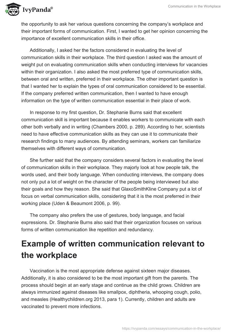 Communication in the Workplace. Page 2