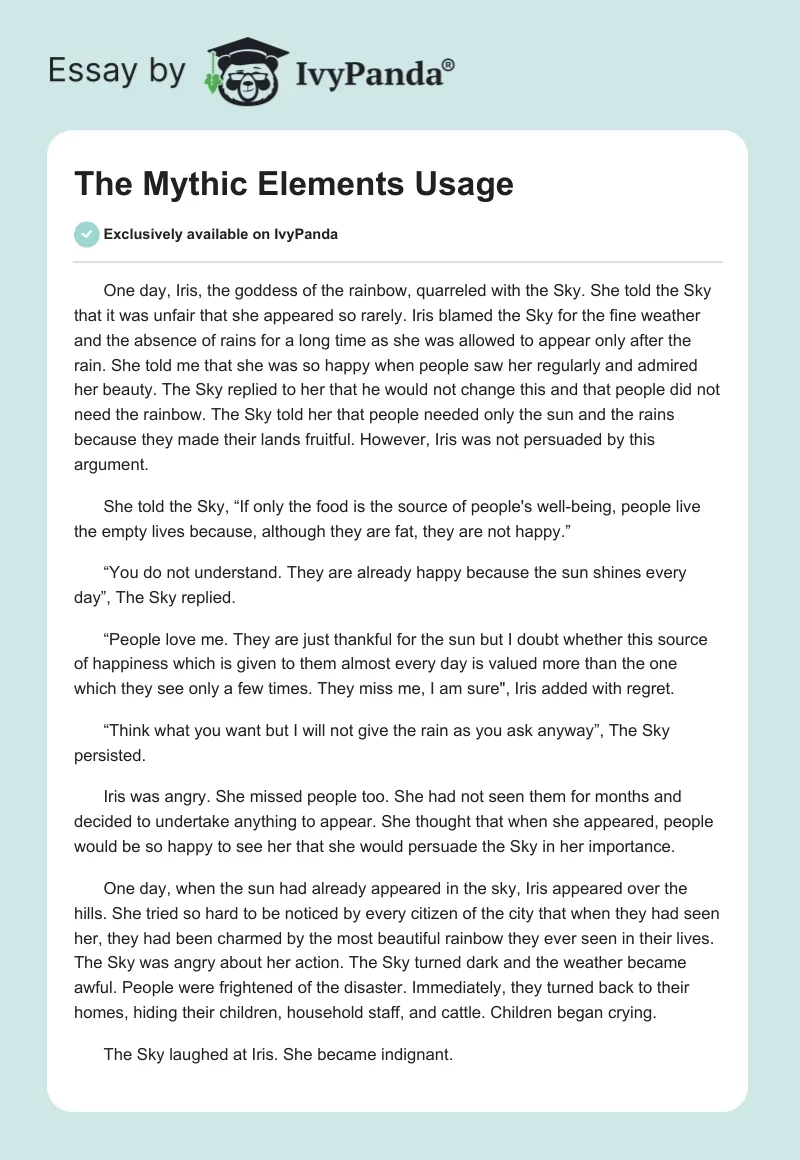 The Mythic Elements Usage. Page 1