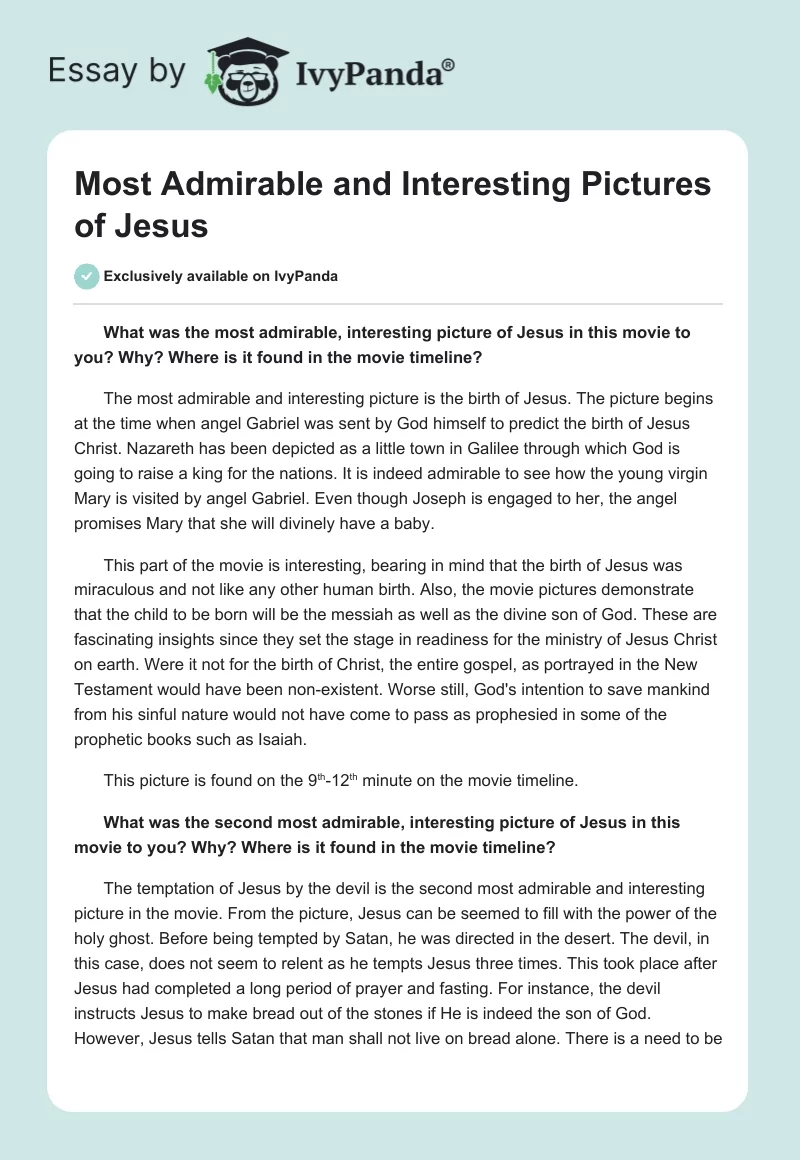 Most Admirable and Interesting Pictures of Jesus. Page 1