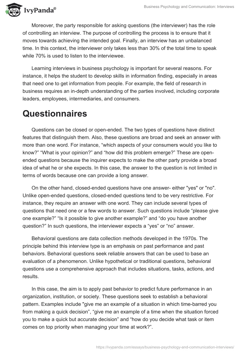 Business Psychology and Communication: Interviews. Page 2