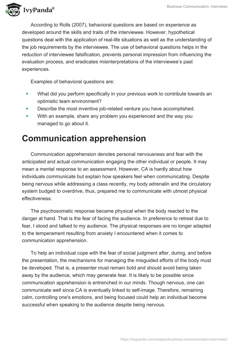 Business Communication: Interviews. Page 3