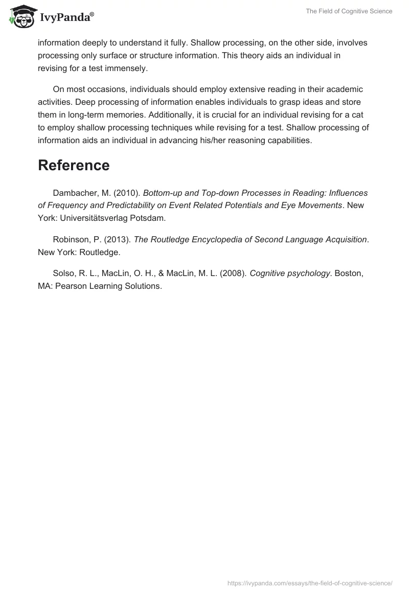 The Field of Cognitive Science. Page 4