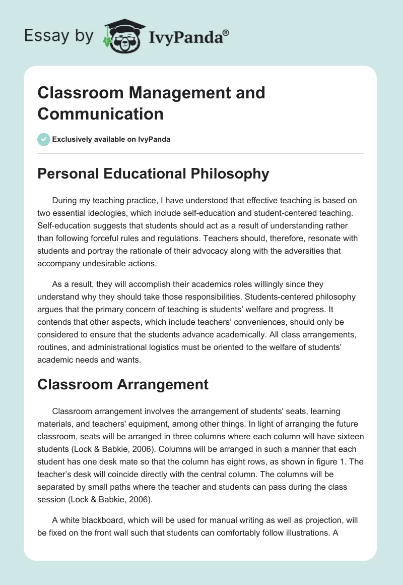 Classroom Management and Communication. Page 1