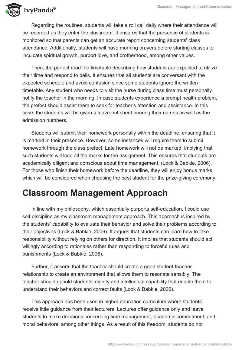 Classroom Management and Communication. Page 3