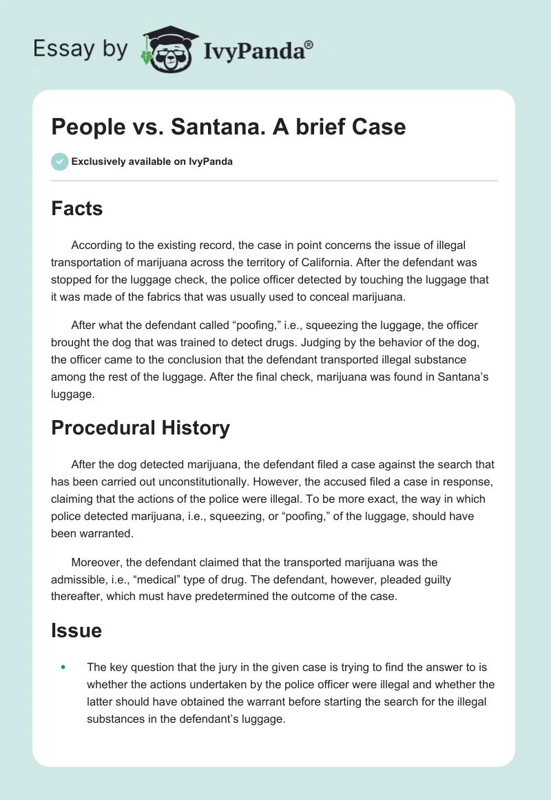 People vs. Santana. A brief Case. Page 1