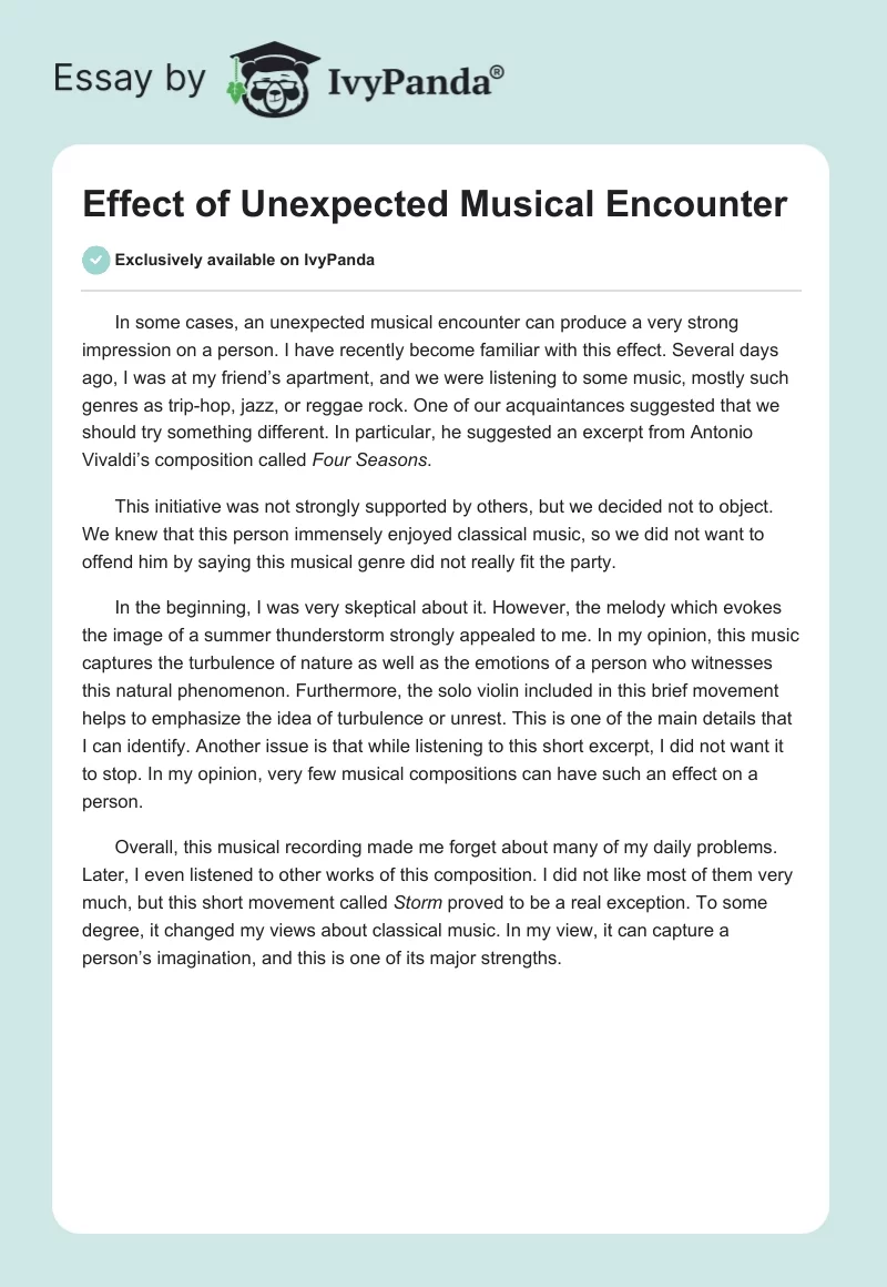 Effect of Unexpected Musical Encounter. Page 1