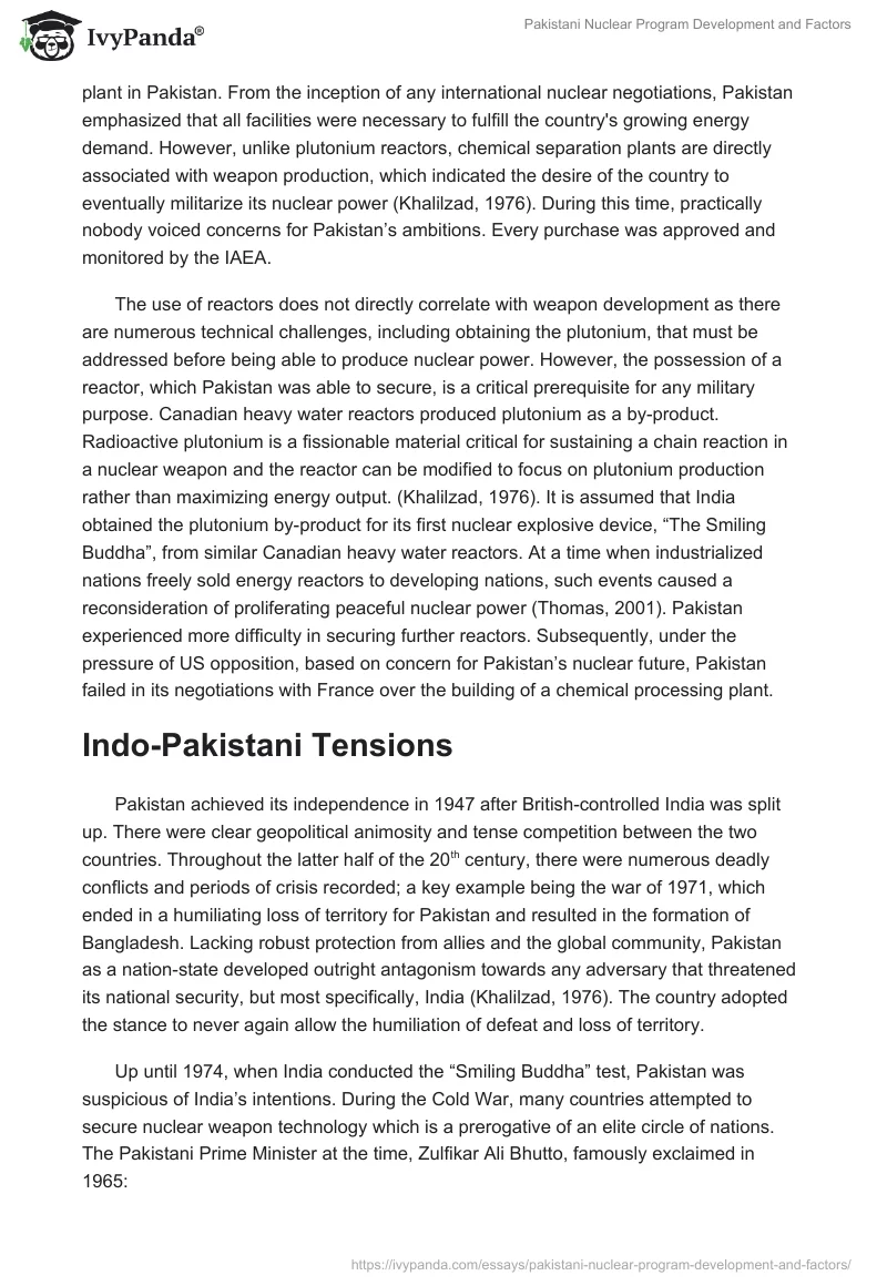Pakistani Nuclear Program Development and Factors. Page 3