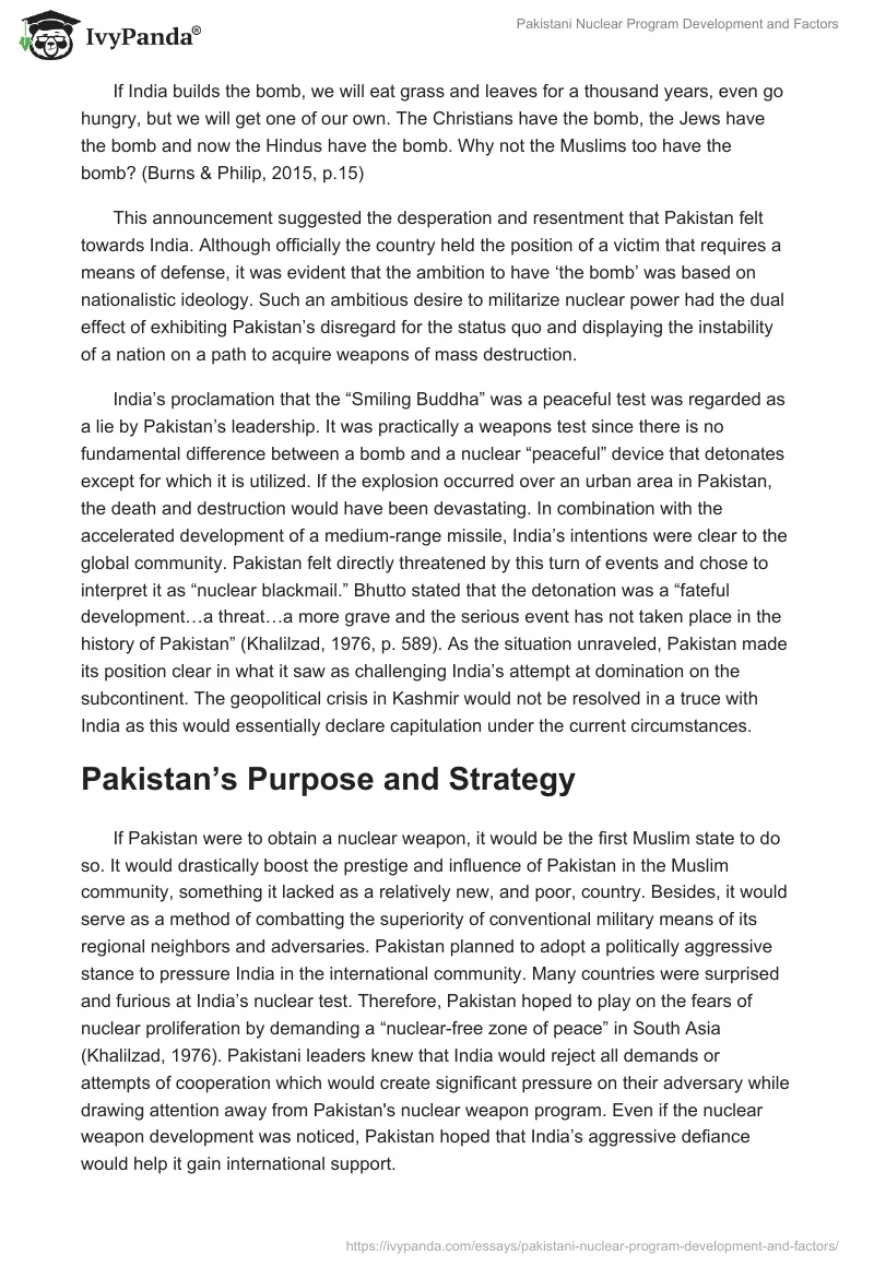 Pakistani Nuclear Program Development and Factors. Page 4