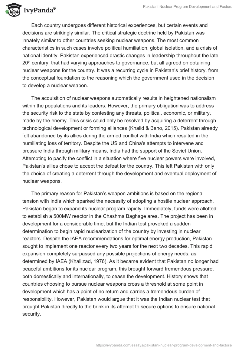 Pakistani Nuclear Program Development and Factors. Page 5