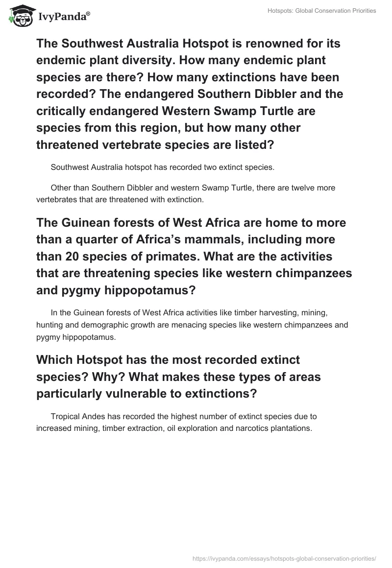 Hotspots: Global Conservation Priorities. Page 3