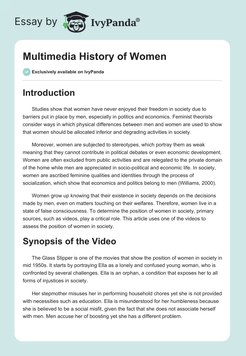Multimedia History of Women. Page 1