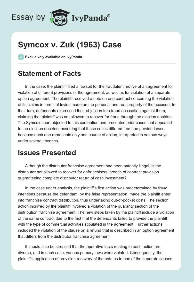 Symcox v. Zuk (1963) Case. Page 1