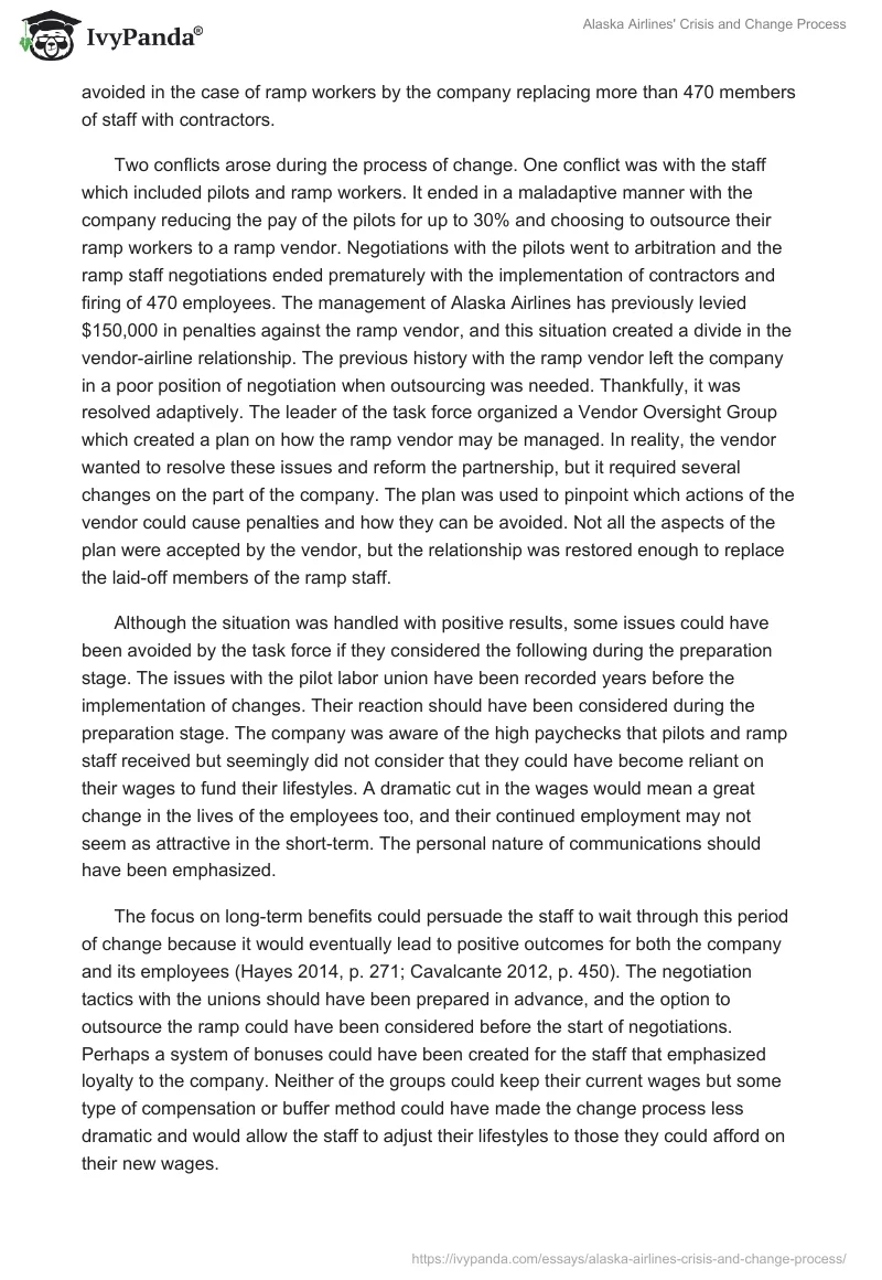 Alaska Airlines' Crisis and Change Process. Page 4