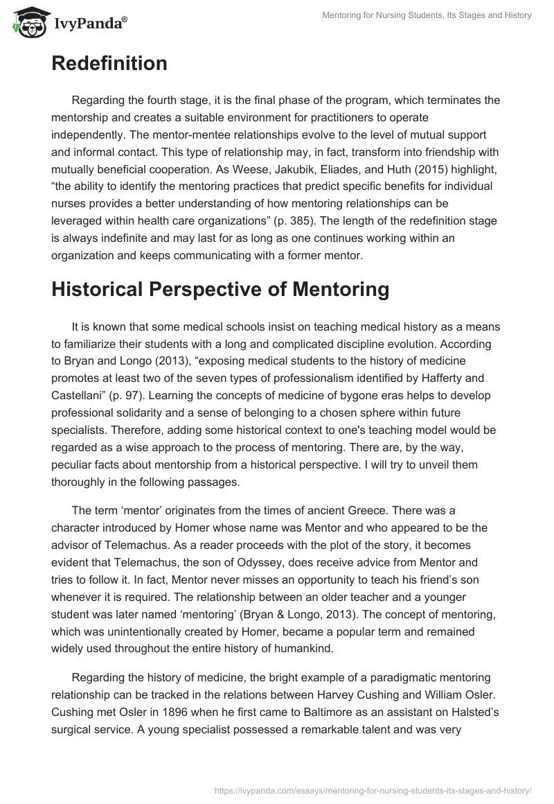 Mentoring for Nursing Students, Its Stages and History. Page 4