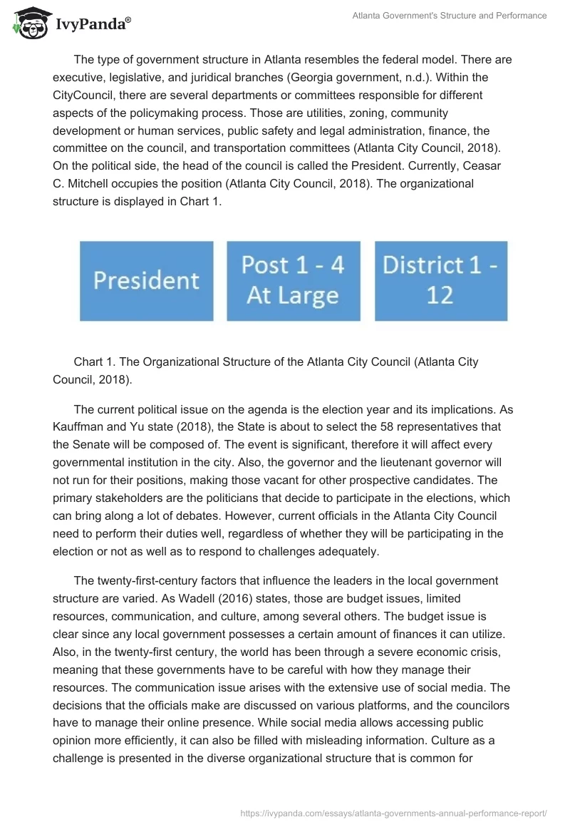 Atlanta Government's Structure and Performance. Page 2