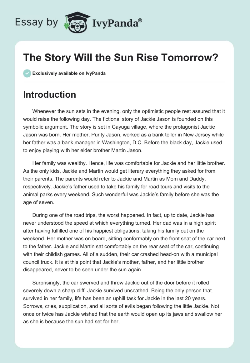 The Story "Will the Sun Rise Tomorrow?". Page 1