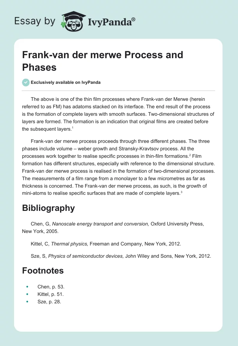 Frank-van der merwe Process and Phases. Page 1