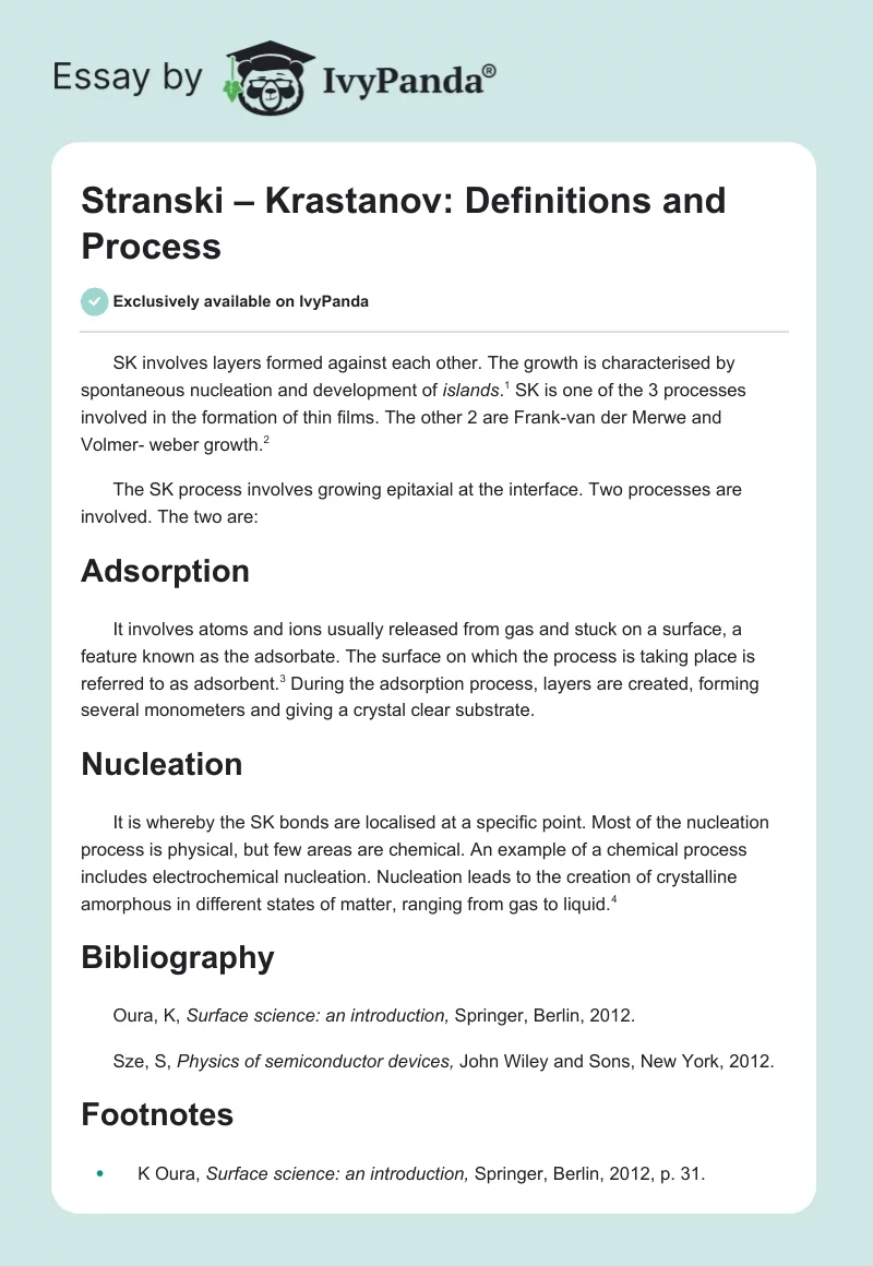 Stranski – Krastanov: Definitions and Process. Page 1