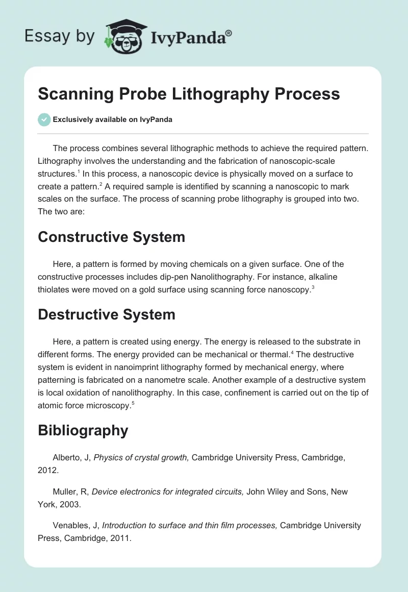 Scanning Probe Lithography Process. Page 1