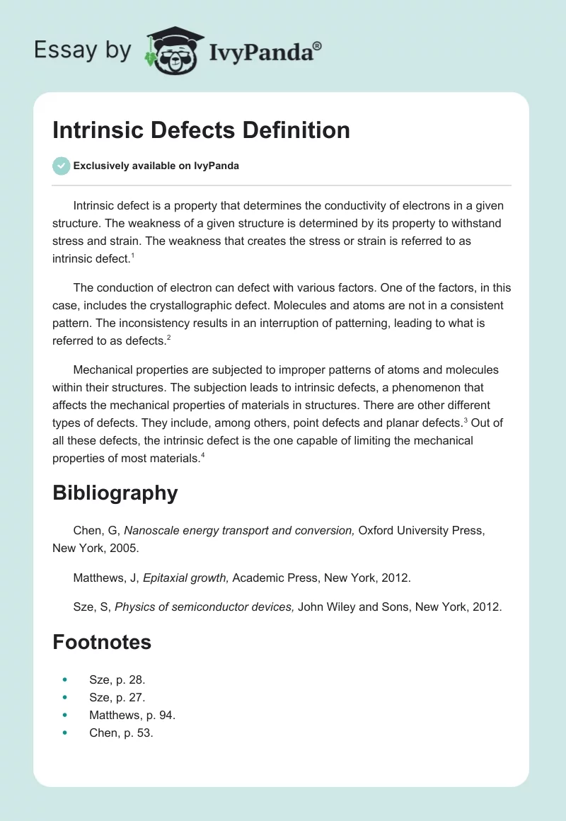 Intrinsic Defects Definition. Page 1
