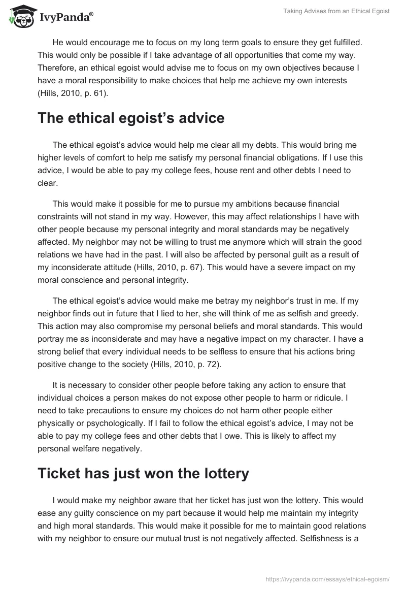 Taking Advises from an Ethical Egoist. Page 2