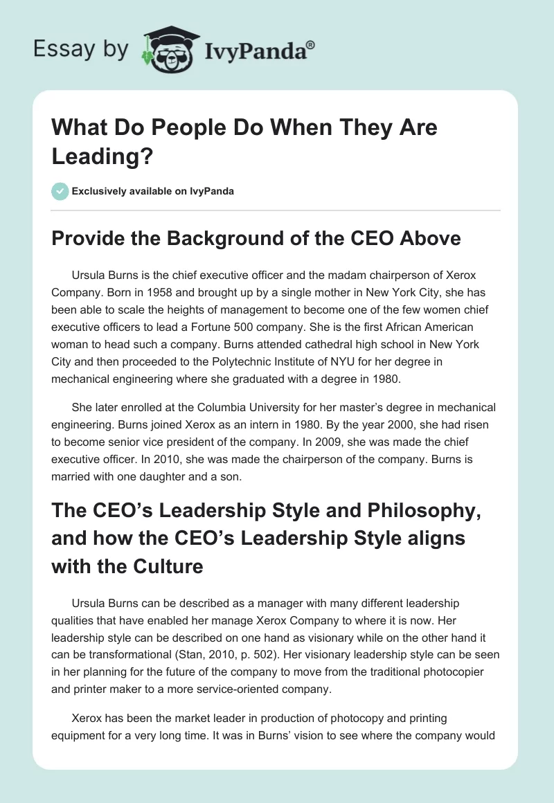 What Do People Do When They Are Leading?. Page 1