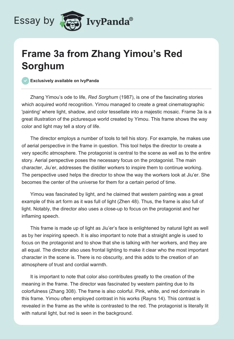 Frame 3a from Zhang Yimou’s "Red Sorghum". Page 1