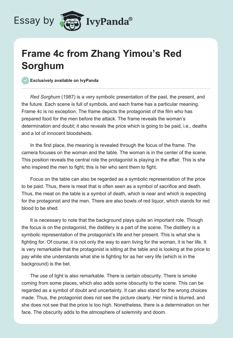 Frame 4c from Zhang Yimou’s "Red Sorghum". Page 1