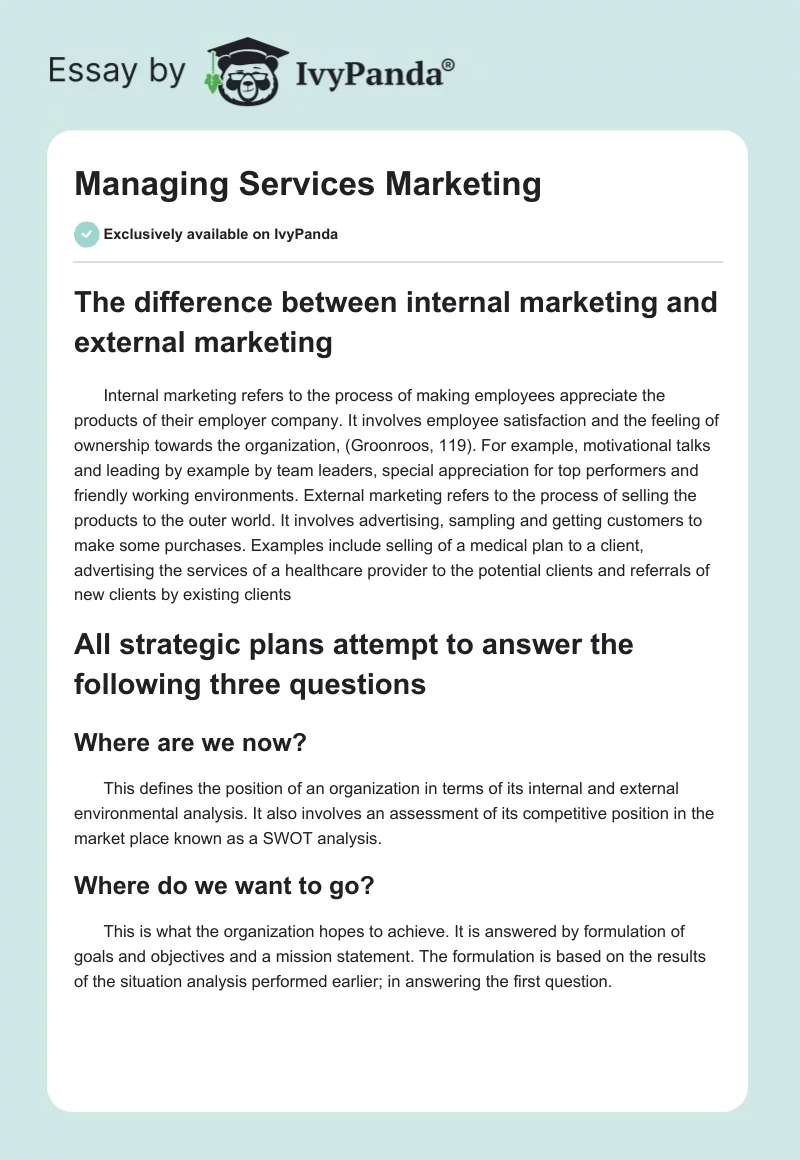Managing Services Marketing. Page 1