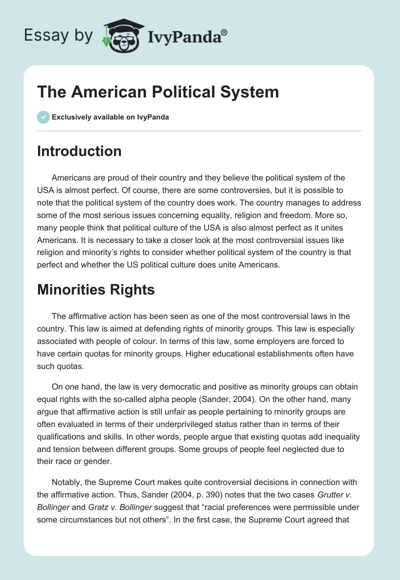 The American Political System. Page 1