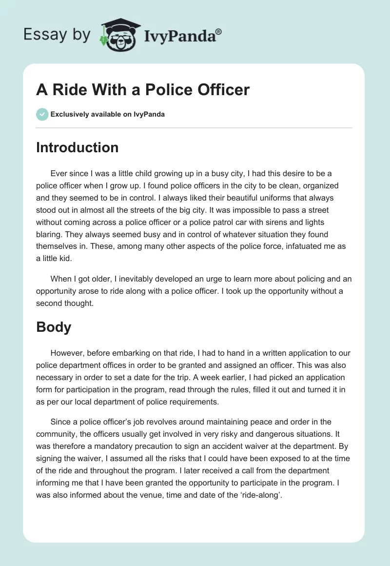 A Ride With a Police Officer. Page 1