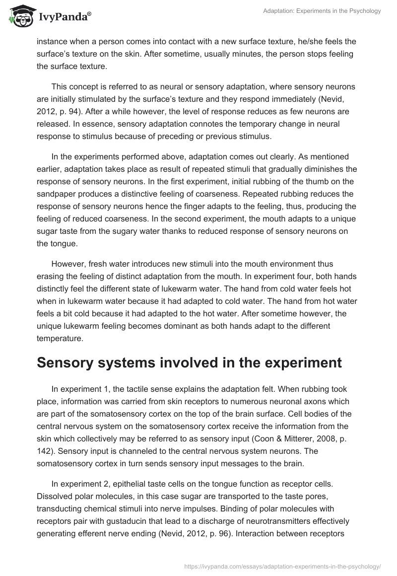 Adaptation: Experiments in the Psychology. Page 2