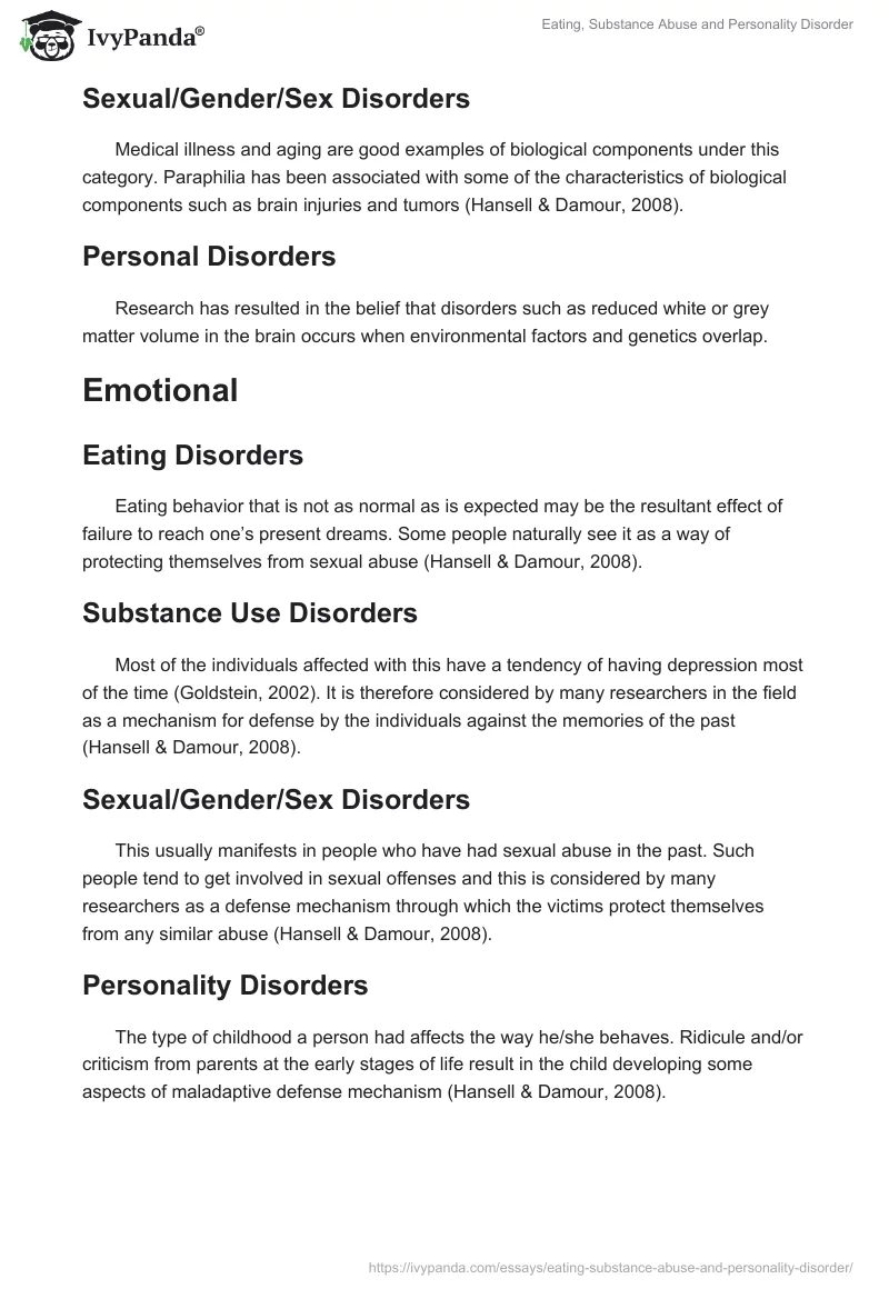 Eating, Substance Abuse and Personality Disorder. Page 3