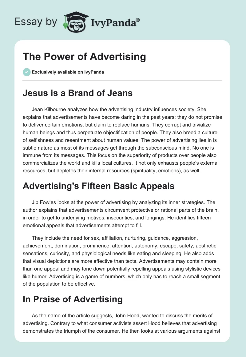 The Power of Advertising. Page 1