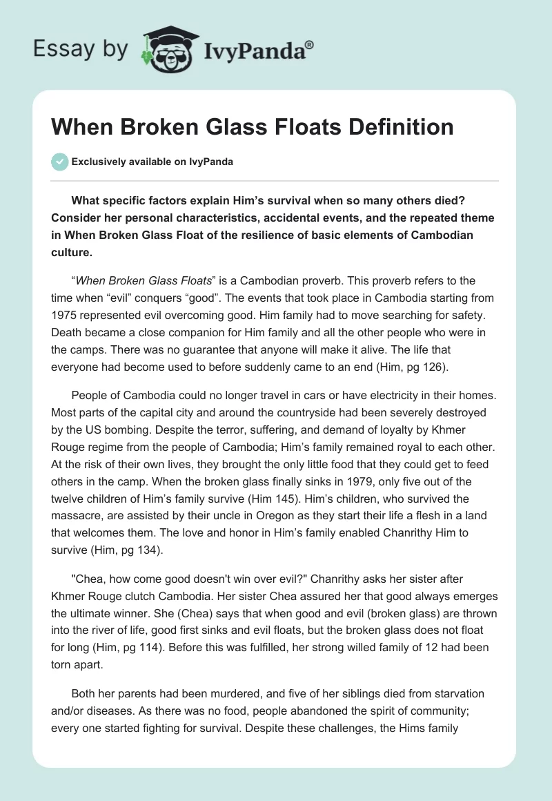 "When Broken Glass Floats" Definition. Page 1