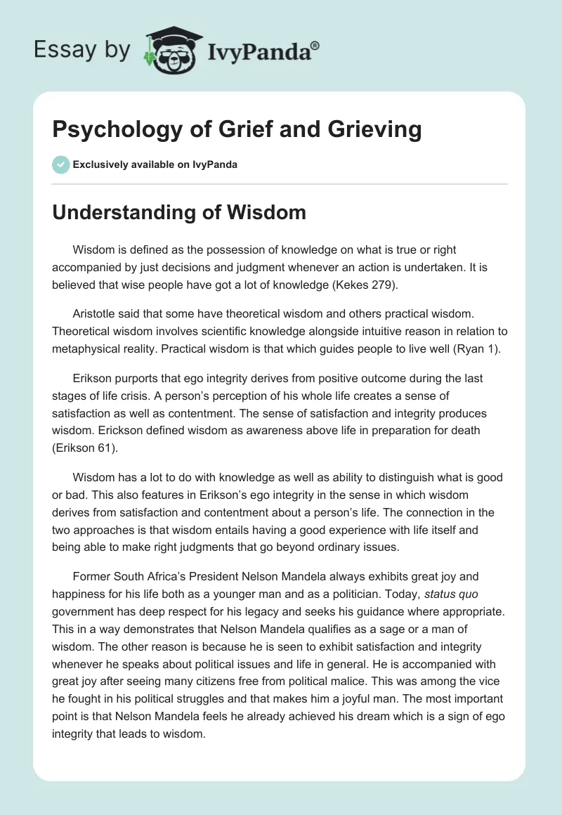 Psychology of Grief and Grieving. Page 1