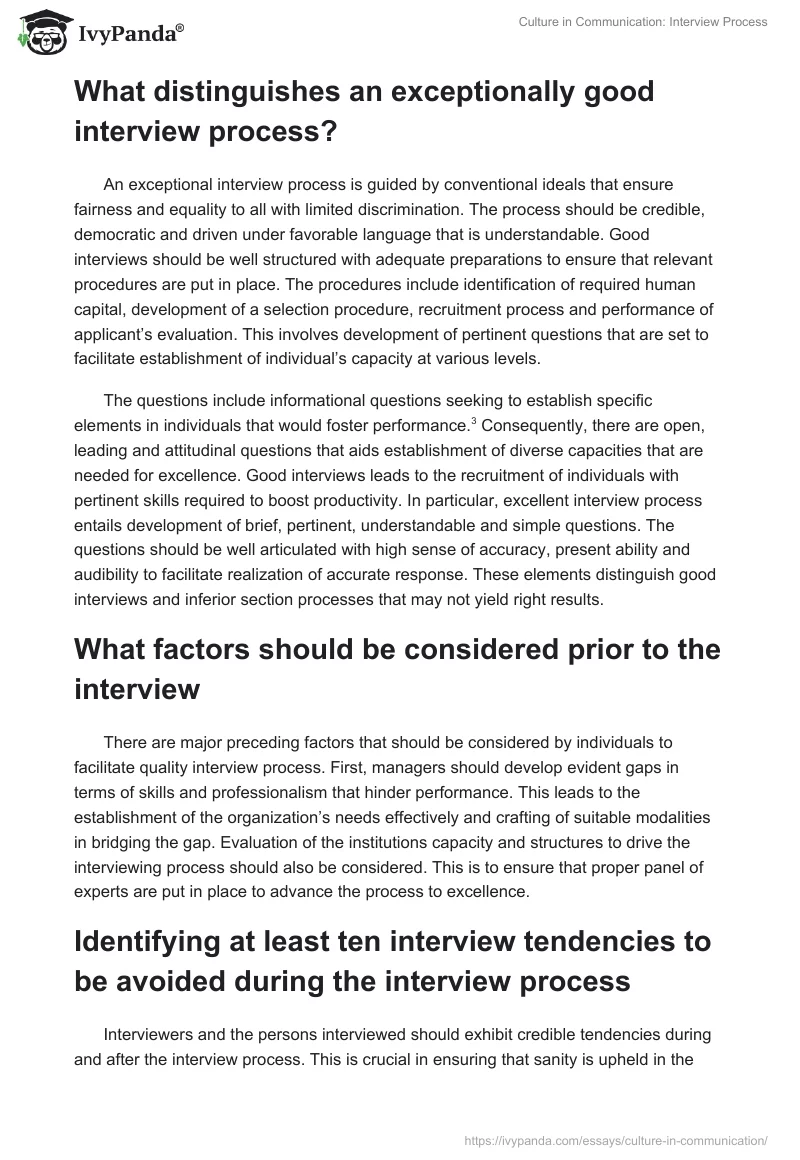 Culture in Communication: Interview Process. Page 5