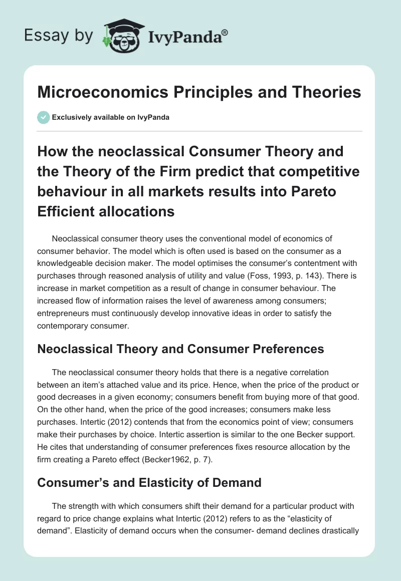Microeconomics Principles and Theories. Page 1