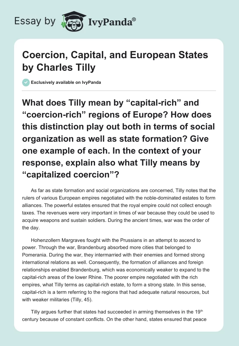 "Coercion, Capital, and European States" by Charles Tilly. Page 1