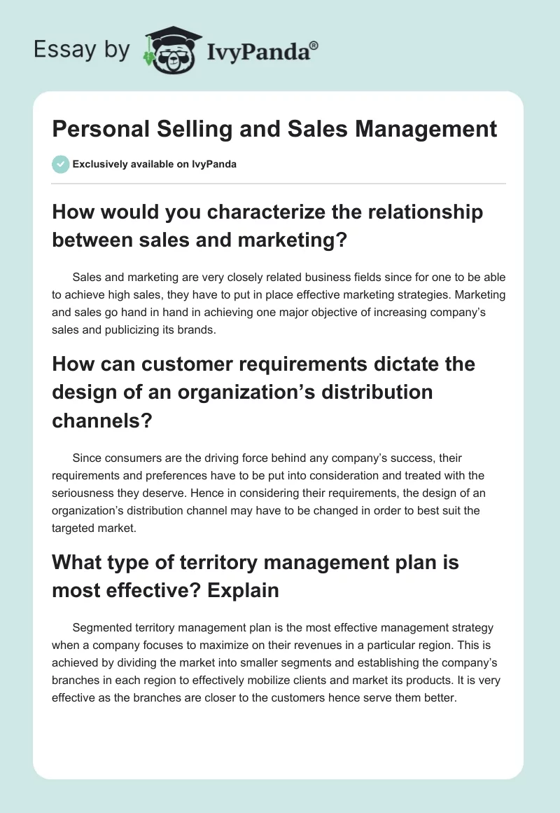 Personal Selling and Sales Management. Page 1
