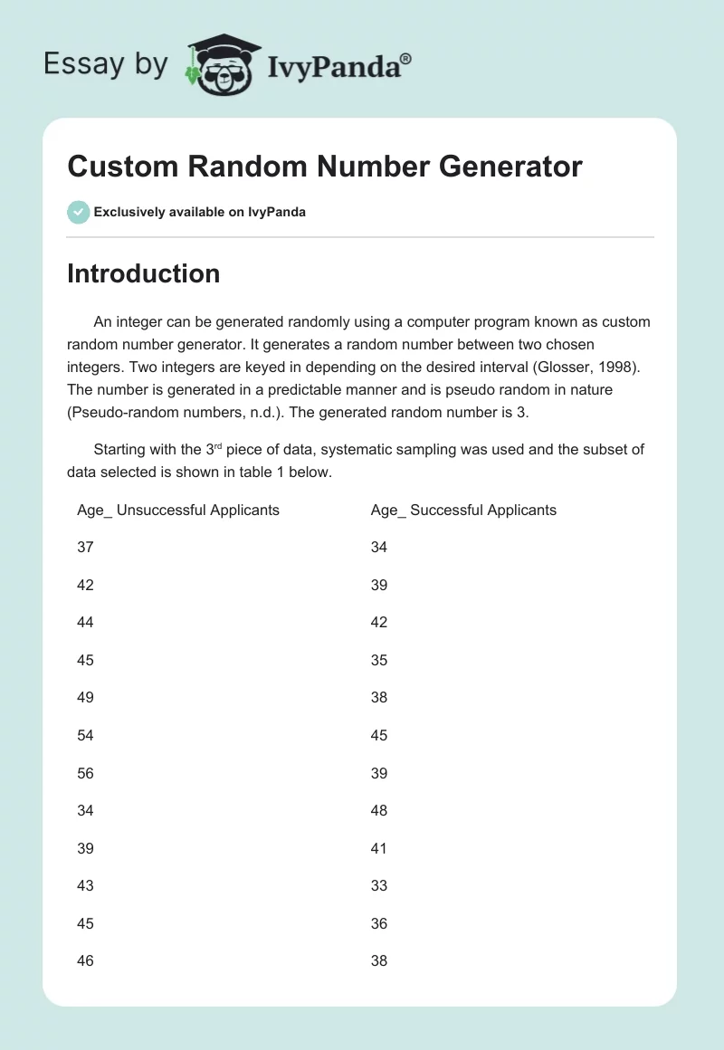 Custom Random Number Generator. Page 1