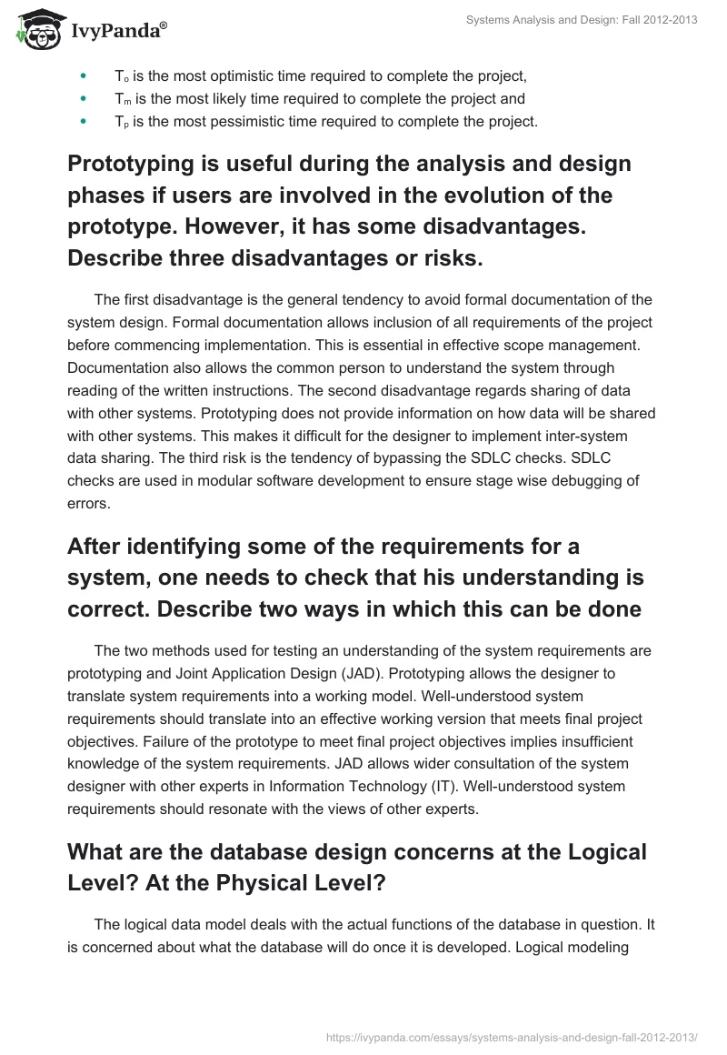 Systems Analysis and Design: Fall 2012-2013. Page 3