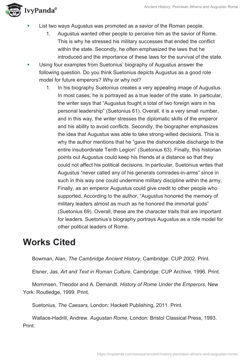 Ancient History: Periclean Athens and Augustan Rome. Page 4