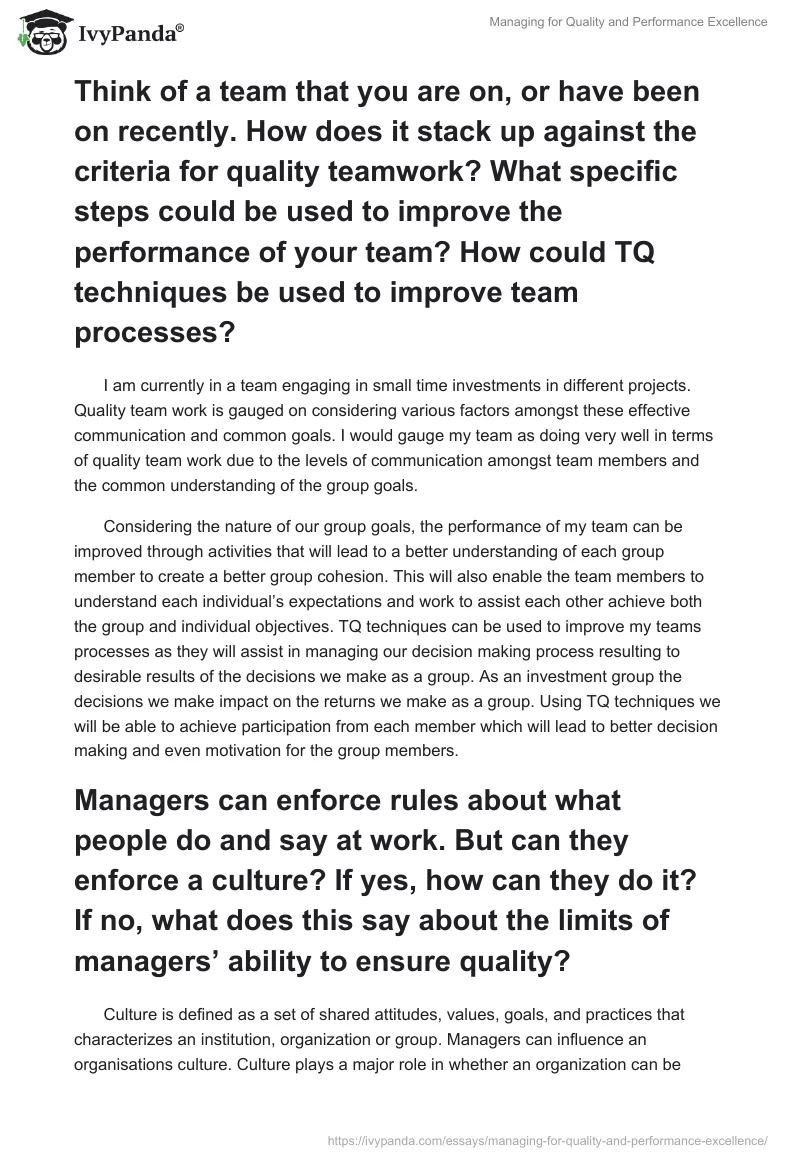 Managing for Quality and Performance Excellence. Page 2